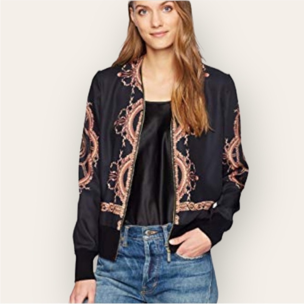 Ted Baker maxrol zip up cardigan versailles print Bomber Jacket Size 0 NEW TAGS